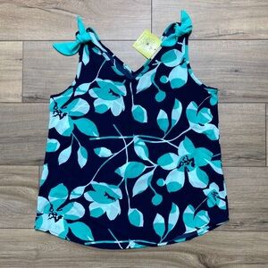 Periwinkle Collection Womens Floral Knot Tie‎ Shoulder Tank Top Size XS